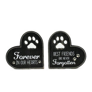 Pet Memorial Wood Block - Hearts & Friends Tribute