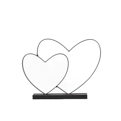 11" x 9" Metal Wire Hearts Sculpture on Base - Black
