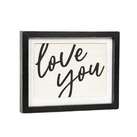 13" x 10" Reversible Love You Wood Frame Sign (LOVE/ALWAYS) - White/Black