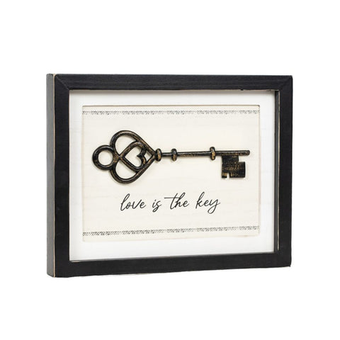 13" x 10" Reversible Love Is The Key Wood Frame Sign (KEY/YOU) - White/Black