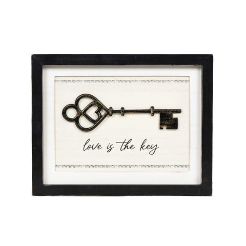 13" x 10" Reversible Love Is The Key Wood Frame Sign (KEY/YOU) - White/Black