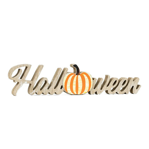 16" x 4" "HALLOWEEN" Wood Cutout Sign - Multicolor