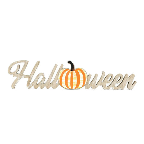 16" x 4" "HALLOWEEN" Wood Cutout Sign - Multicolor
