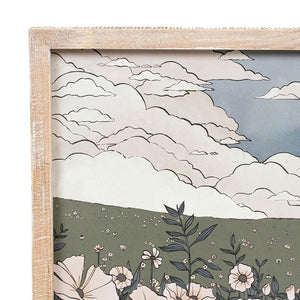 16" x 13" Reversible Landscape & Roses Wood Wall Art - Multicolor