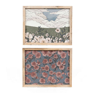 16x13 Reversible Wood Frame Sign - Landscape & Roses