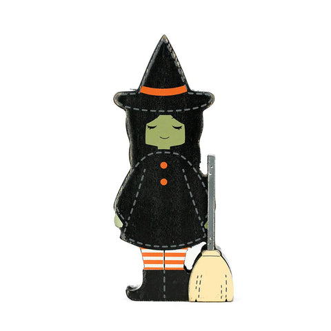 3" x 7" Chunky Wood Witch Shape (WITCH) - Multicolor