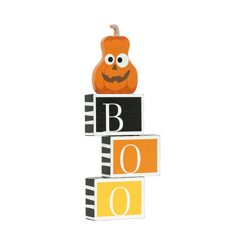 6" x 14" Reversible Stood Wood Blocks with Topper (BOO/PIE) - Multicolor