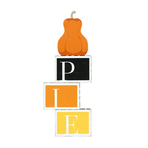 6" x 14" Reversible Stood Wood Blocks with Topper (BOO/PIE) - Multicolor
