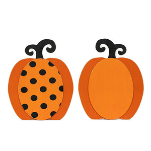 Wood Pumpkin Cutout - Orange & Black