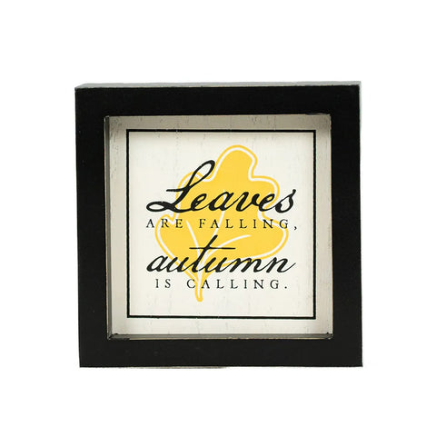5" x 5" Reversible Framed Wood Sign (LEAF/AUTUMN IS CALLING) - Multicolor