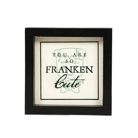 5" x 5" Reversible Framed Wood Wall Art (FRANKIE/CUTE) - Multicolor