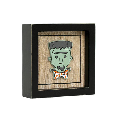5" x 5" Reversible Framed Wood Wall Art (FRANKIE/CUTE) - Multicolor