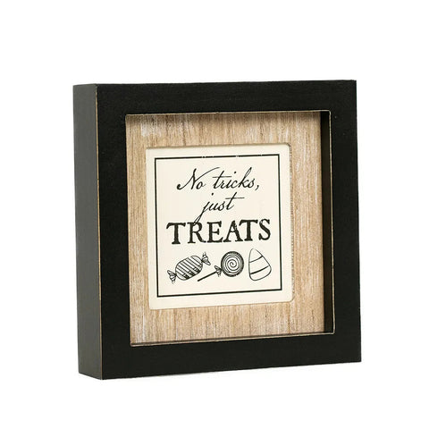 7" x 7" Reversible Framed Wood Sign (TREATS/EAT) - Natural/White/Black