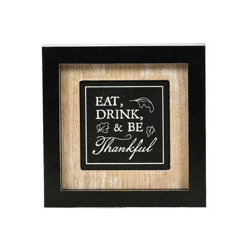7" x 7" Reversible Framed Wood Sign (TREATS/EAT) - Natural/White/Black