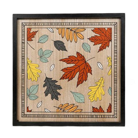20" x 20" Reversible Framed Wood Wall Art (WEB/LEAVES) - Multicolor