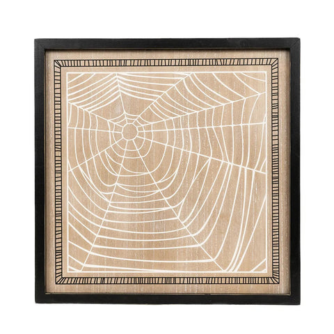20" x 20" Reversible Framed Wood Wall Art (WEB/LEAVES) - Multicolor