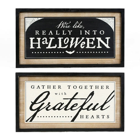 25" x 14" Reversible Framed Wood Sign (REALLY/GATHER) - Multicolor