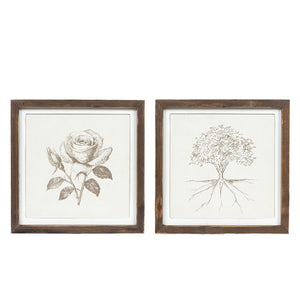 Reversible Tree and Rose Wood Frame Sign - 13x13