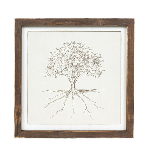 13" x 13" Reversible Tree & Rose Wood Wall Art - Multicolor
