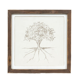 13" x 13" Reversible Tree & Rose Wood Wall Art - Multicolor