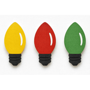 5" x 3" Christmas Light Bulb Cutout Wood Shapes - Set of 3 - Multicolor