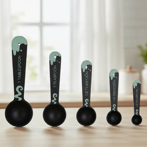Dwella Decor Wooden Teaspoons Set of 4 - Black & Green