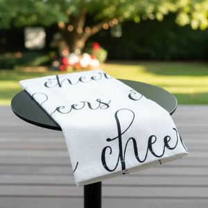 Cheers Tea Towel in Brown and White