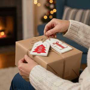 3x5 Reversible Christmas Wood Tag - Tree/Present Design