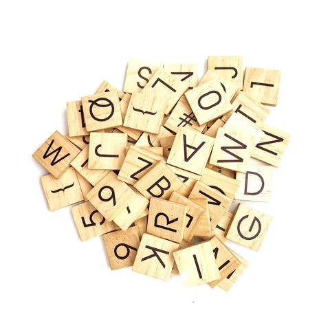 Scrabble Tile Letters - 120 Characters, Clean Font, Natural Finish