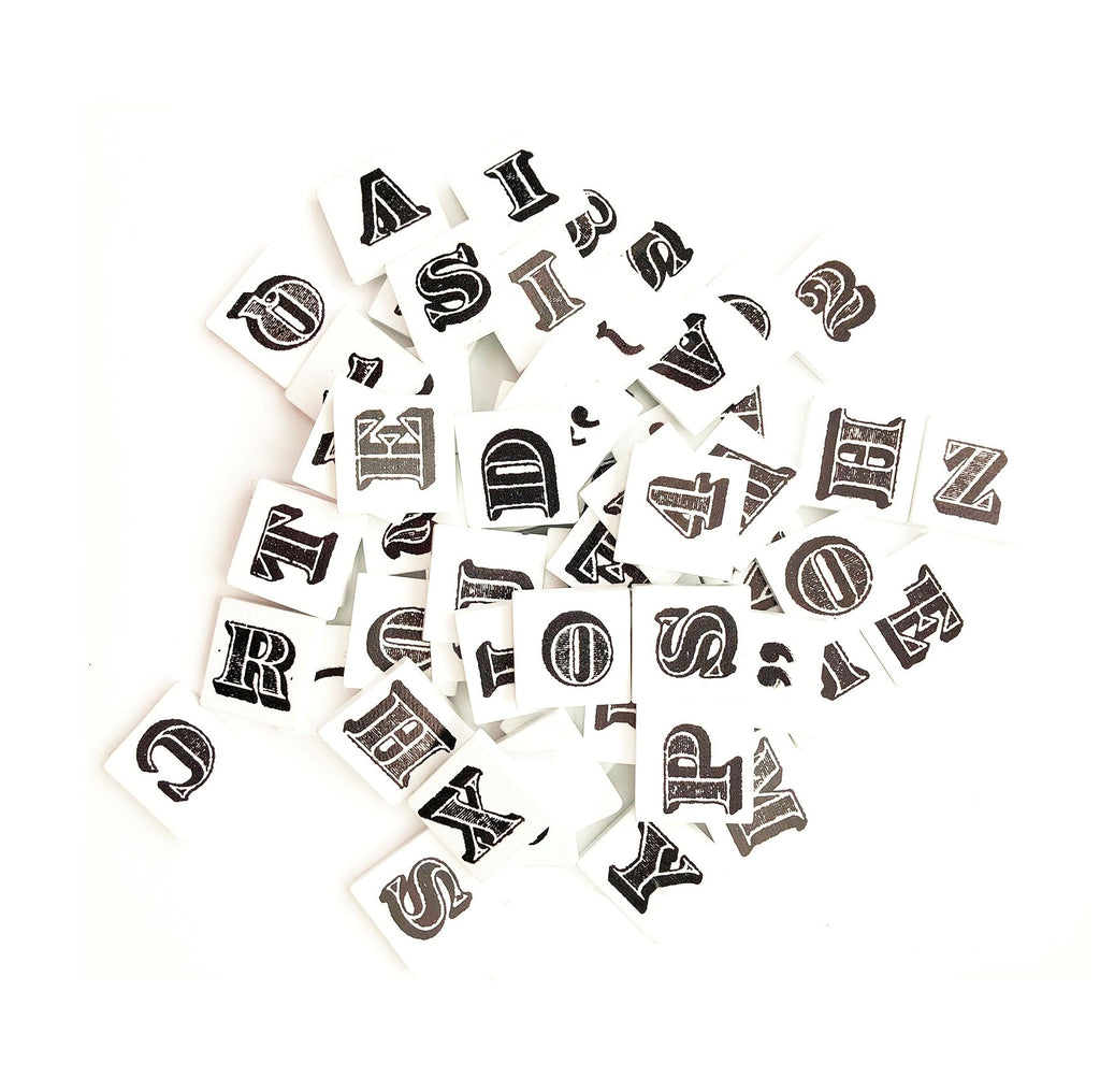 Scrabble Tile Letters - 120 Characters, Bold Font, White Tiles
