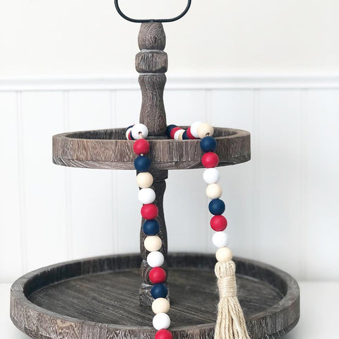 Wood Beads - Red, White, Blue, Natural