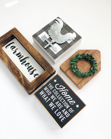 Tray - Farmhouse Kit (Frame, Felt Sign, Mini House, Rooster)