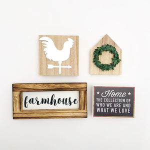 Tray - Farmhouse Kit (Frame, Felt Sign, Mini House, Rooster)