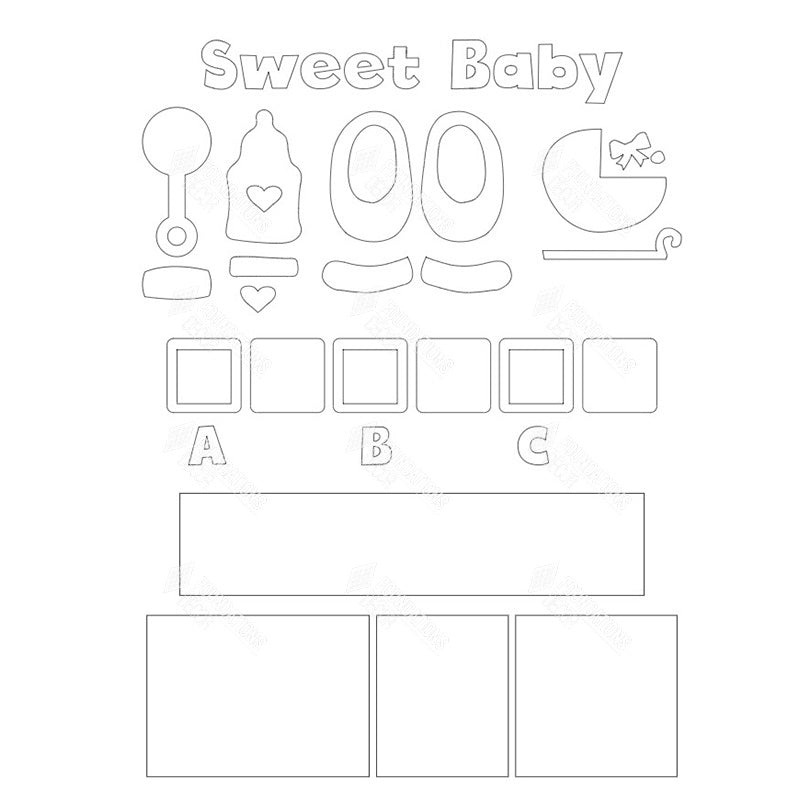 SVG File - Sweet Baby Shadow Box Kit