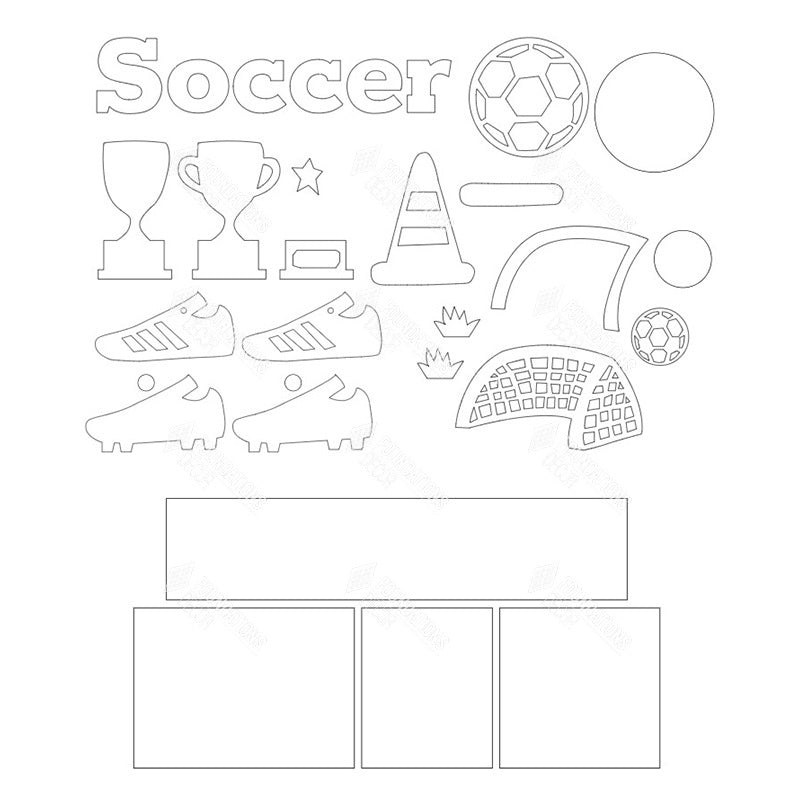 SVG File - Soccer Shadow Box Kit