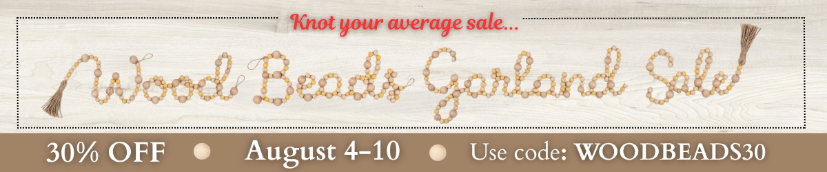 Wood Beads Garland Sale 30% Off August 4-10 Use code WOODBEADS30